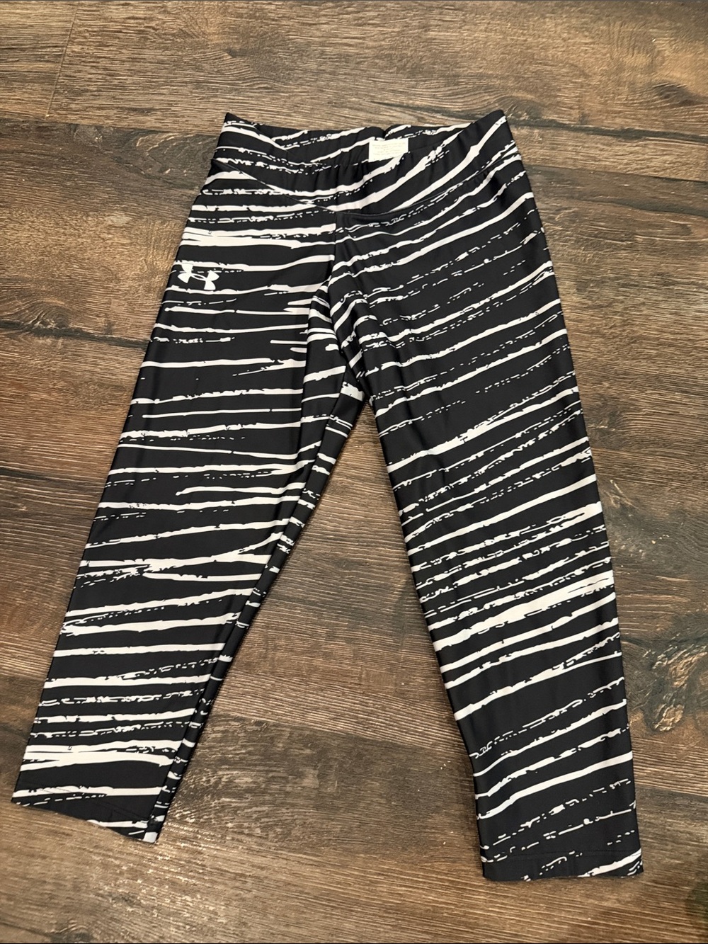 Under Armour Black & White Striped Performance Leggings